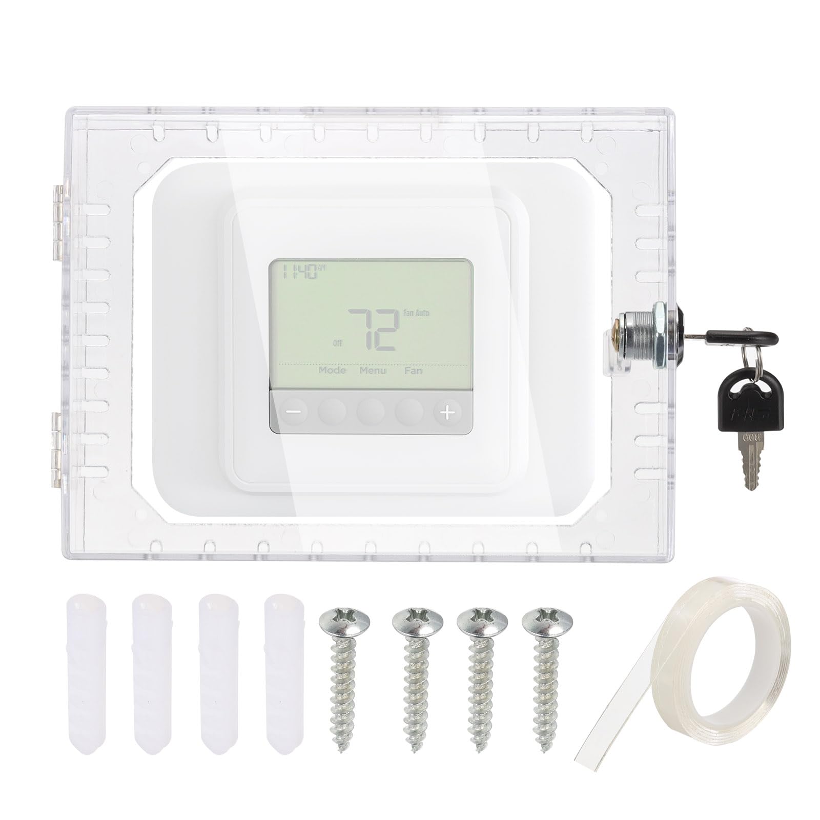 PATIKIL Thermostat Lock Box with Key, Universal Clear Thermostat Cover Guard with Lock Fits Thermostats 5" H x 6" W or Smaller