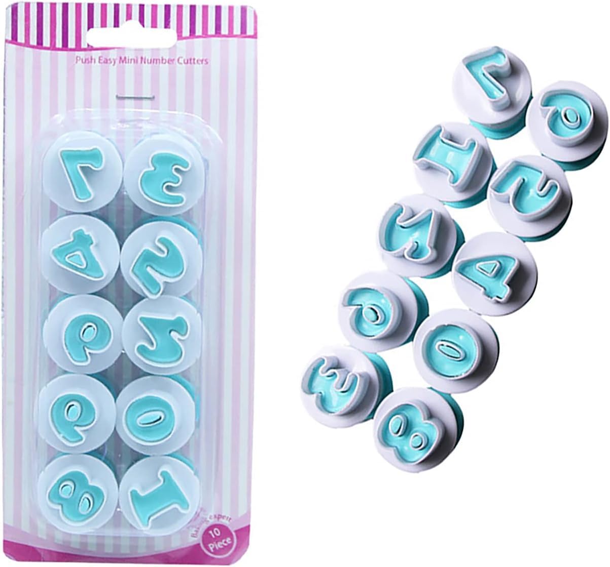 10pc Number Cookie Plunger Cutters Biscuit Stamp 0-9 Numbers Cookie Cutter Handmade Cake Fondant Cutter Chocolate Embosser Cake Molds DIY Baking Pastry Cupcakes Decorating Tool Set-picture-15