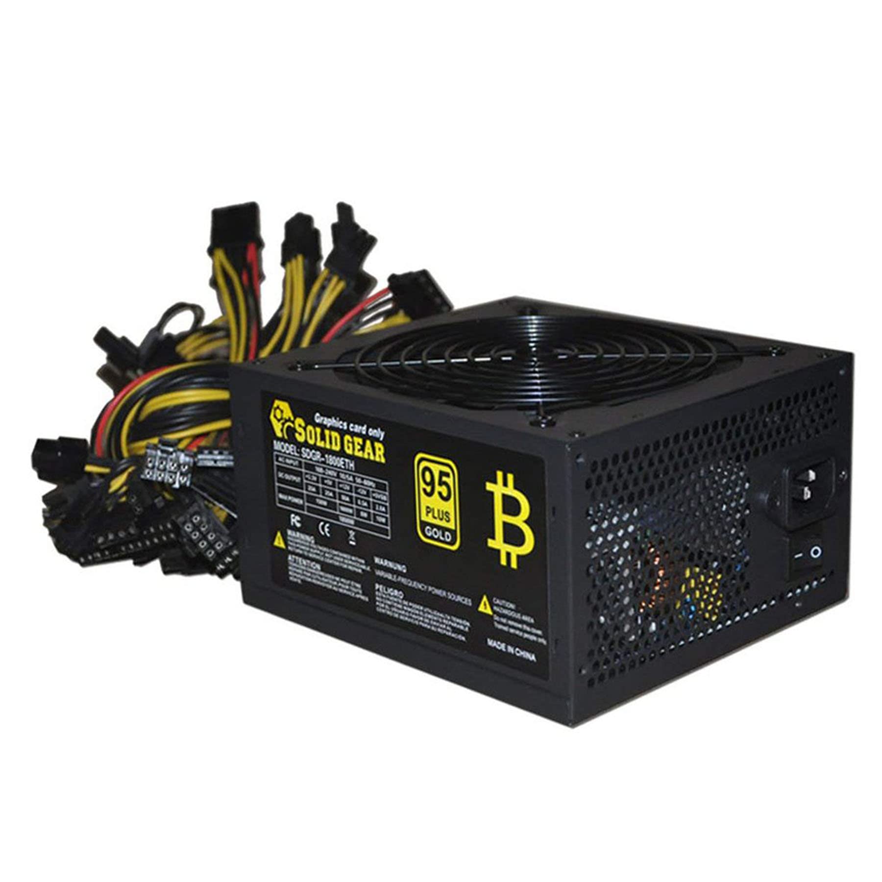 Alimentatore minerario 1800W per GPU 6/8 GTX,Potenza mineraria Ethereum BTC ASIC ATX Alimentazione mineraria,ETH Bitcoin Mining PSU PC PC Alimentatore Mining Rig PSU