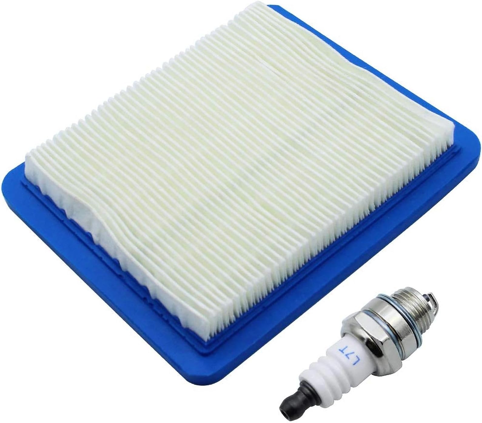 1 x Air Filter and Spark Plug Lawn Mower Air Filter Suitable for Briggs & Stratton Flat Air Filter Engines Filter Service Kit