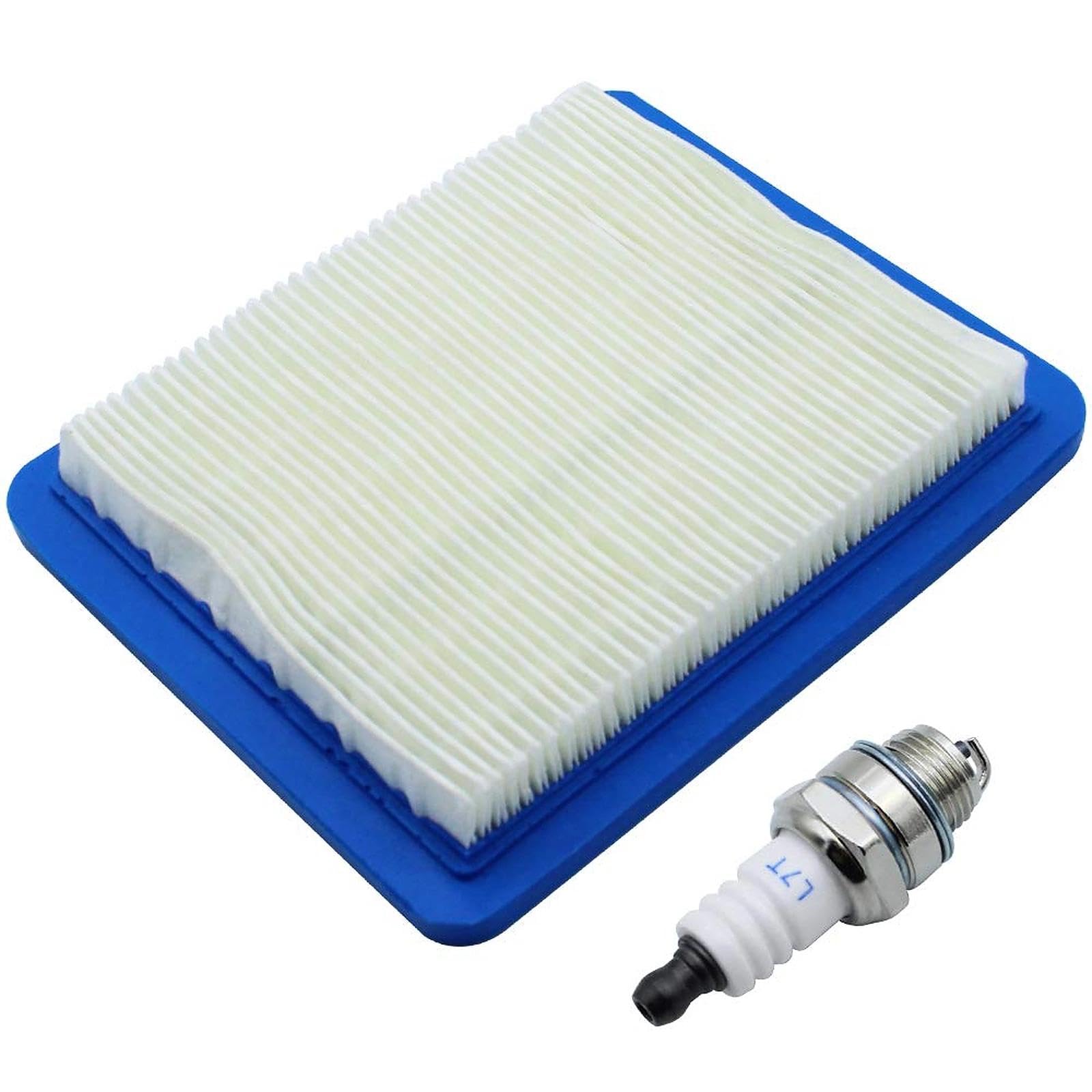 1 x Air Filter and Spark Plug Lawn Mower Air Filter Suitable for Briggs & Stratton Flat Air Filter Engines Filter Service Kit