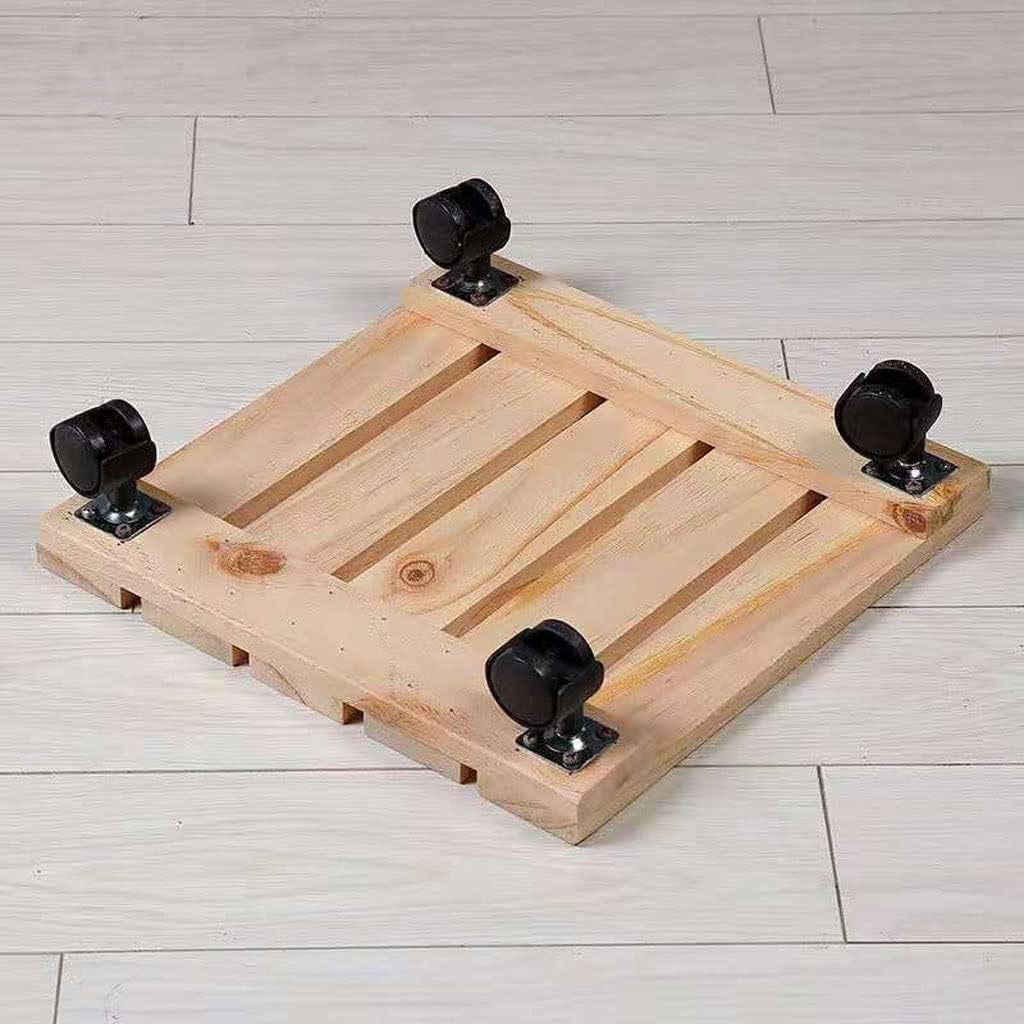 Plant Caddy with Wheels Home Wooden Plant Stand Square Sturdy Planter Base Indoor Outdoor Planter Tray (Color : A, Size : 50cm)