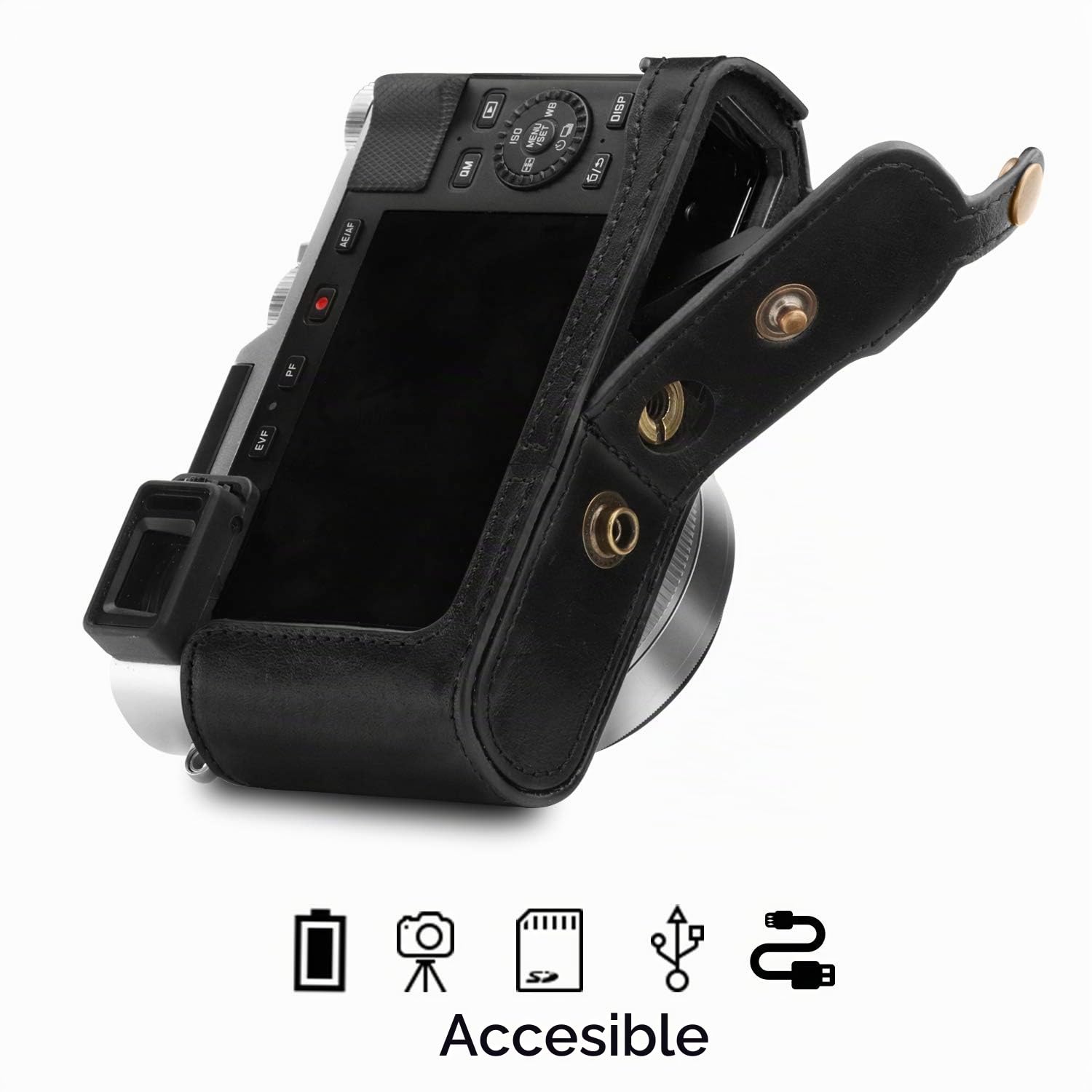MegaGear Ever Ready - Funda de Piel para cámara de Fotos Compatible con Leica D-Lux 7, D-Lux 8
