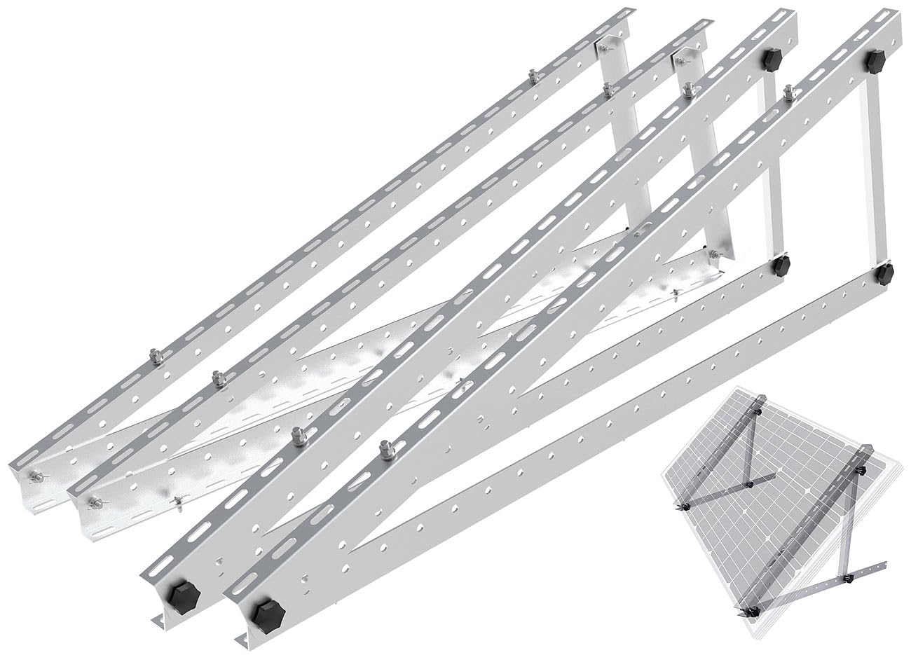 revolt Solar Wandhalterung: 2er-Set Verstellbare Aluminium-Solarpanel-Halterung, 48" / 118 cm (Wandhalterung Photovoltaik, Photovoltaik Halterung Wand, PV)