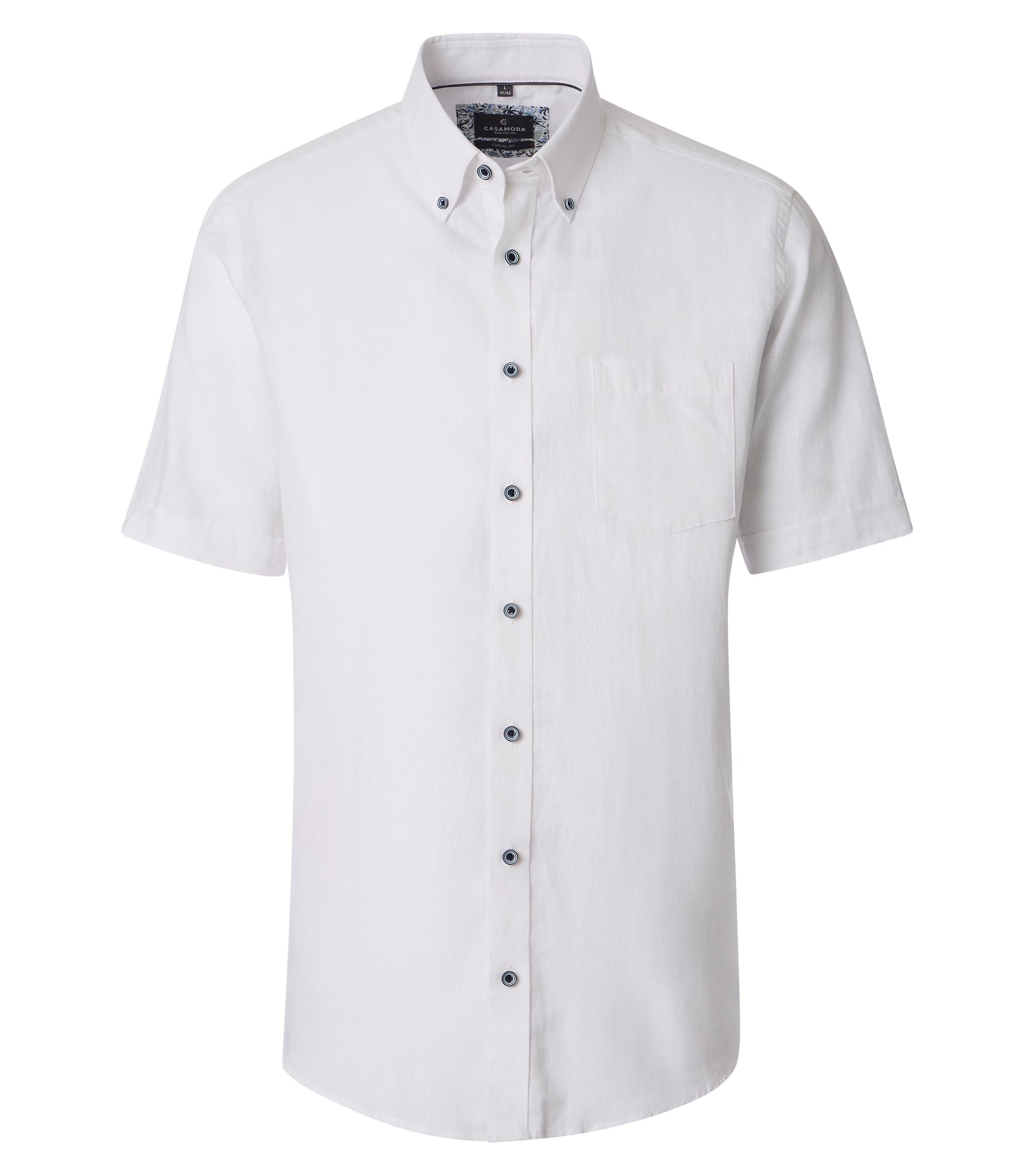 CASAMODA Leinenhemd Kurzarm Uni Comfort Fit