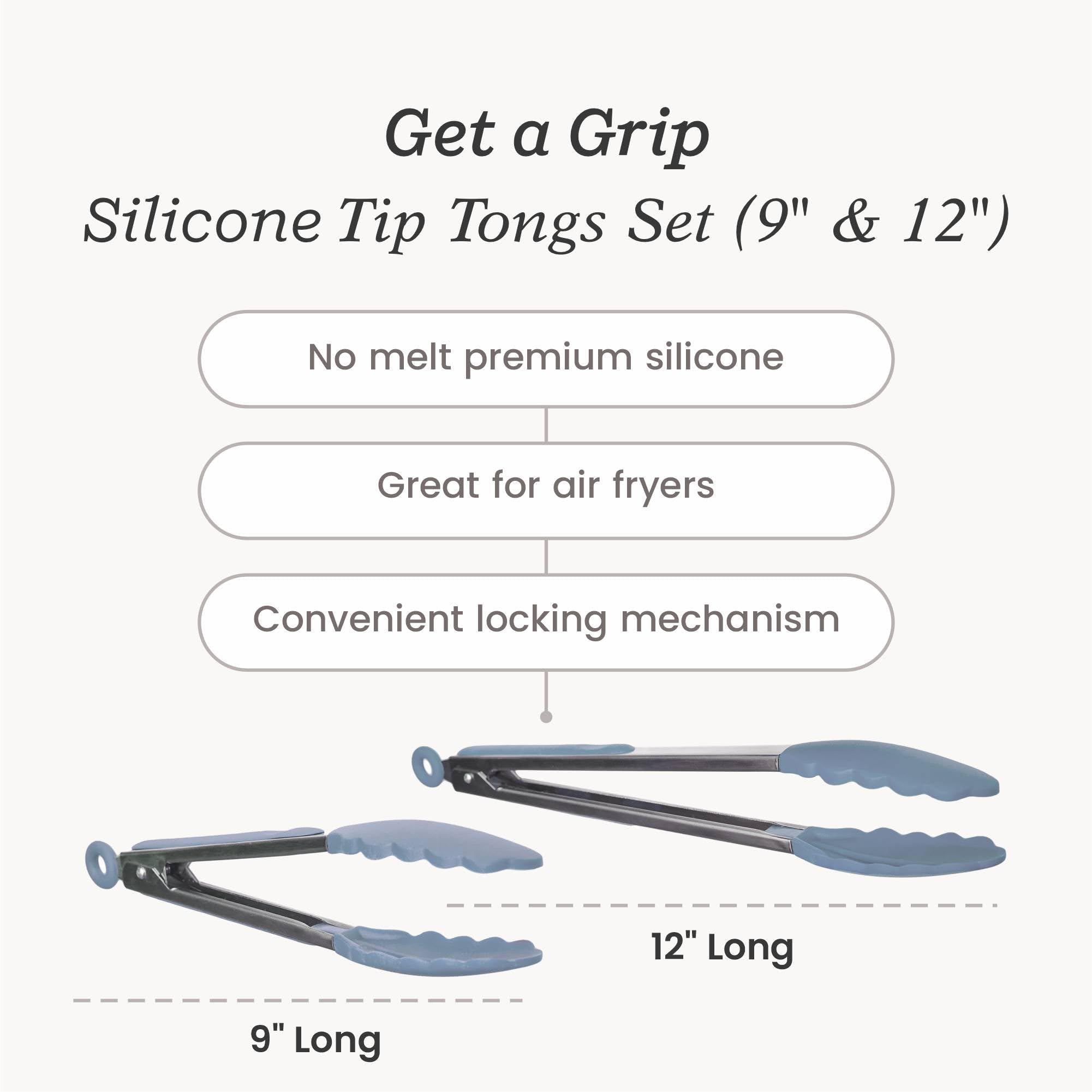 Starpack - Pinze da cucina in silicone "Get a Grip" per cucinare (2 pezzi) - Pinze per barbecue resistenti al calore fino a 315,6 °C - Utensili da cucina in acciaio inox con punte in silicone