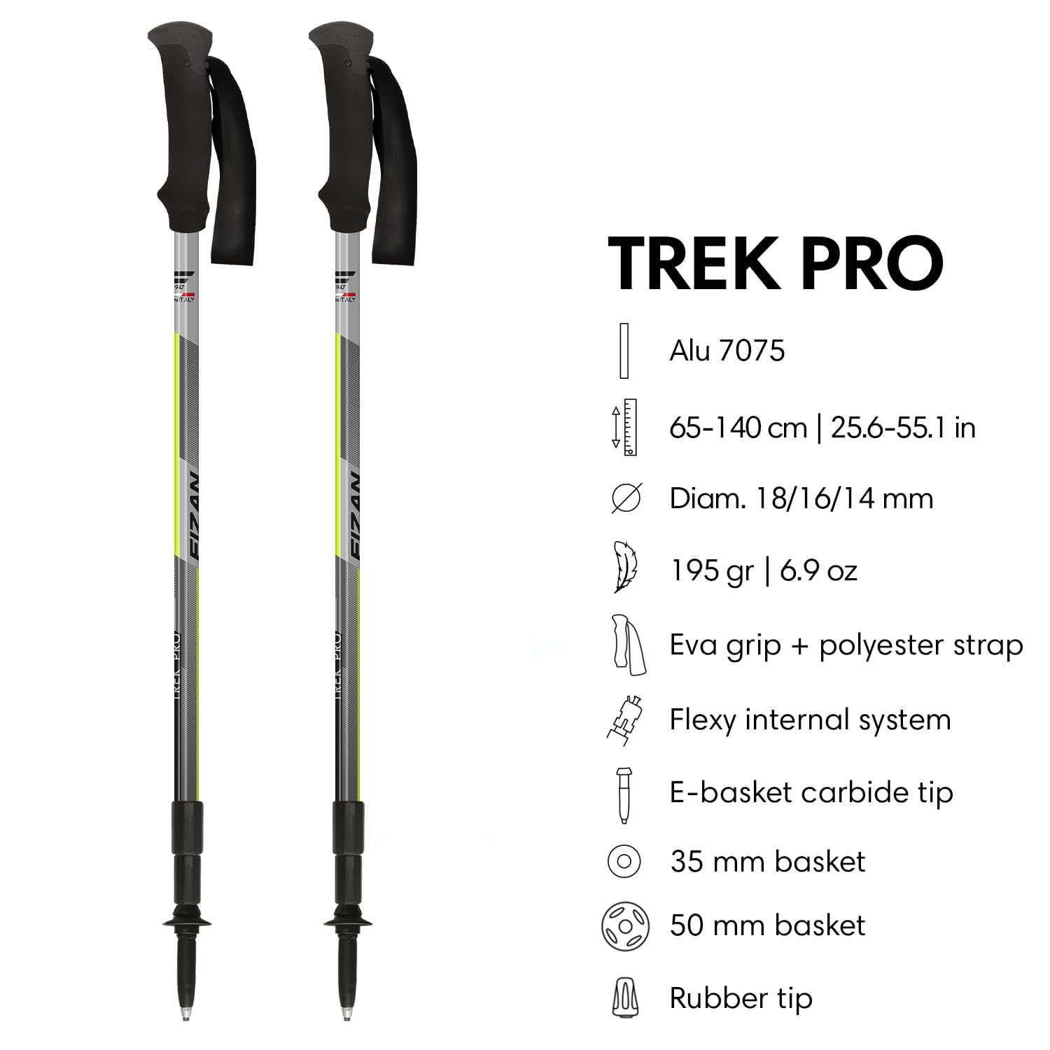 Fizan Trek Pro - Bastoni da trekking ultraleggeri da 195,6 g, per escursionismo, regolabili, telescopici