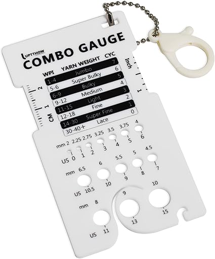 UPTTHOW Knitting Needle Gauge Spinning Control Card Multifunctional Combo Ruler for Spinners Yarn Measuring Tools WPI Guide Gauge Crochet Accessories