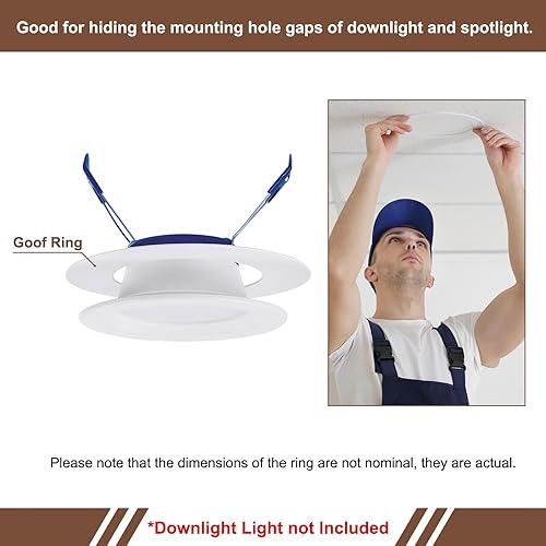Miniatura 4 de Anillo de ajuste blanco para latas empotradas de 2.5 pulgadas para lámparas de techo, paquete de 4 unidades de 2.8 pulgadas de diámetro interior,