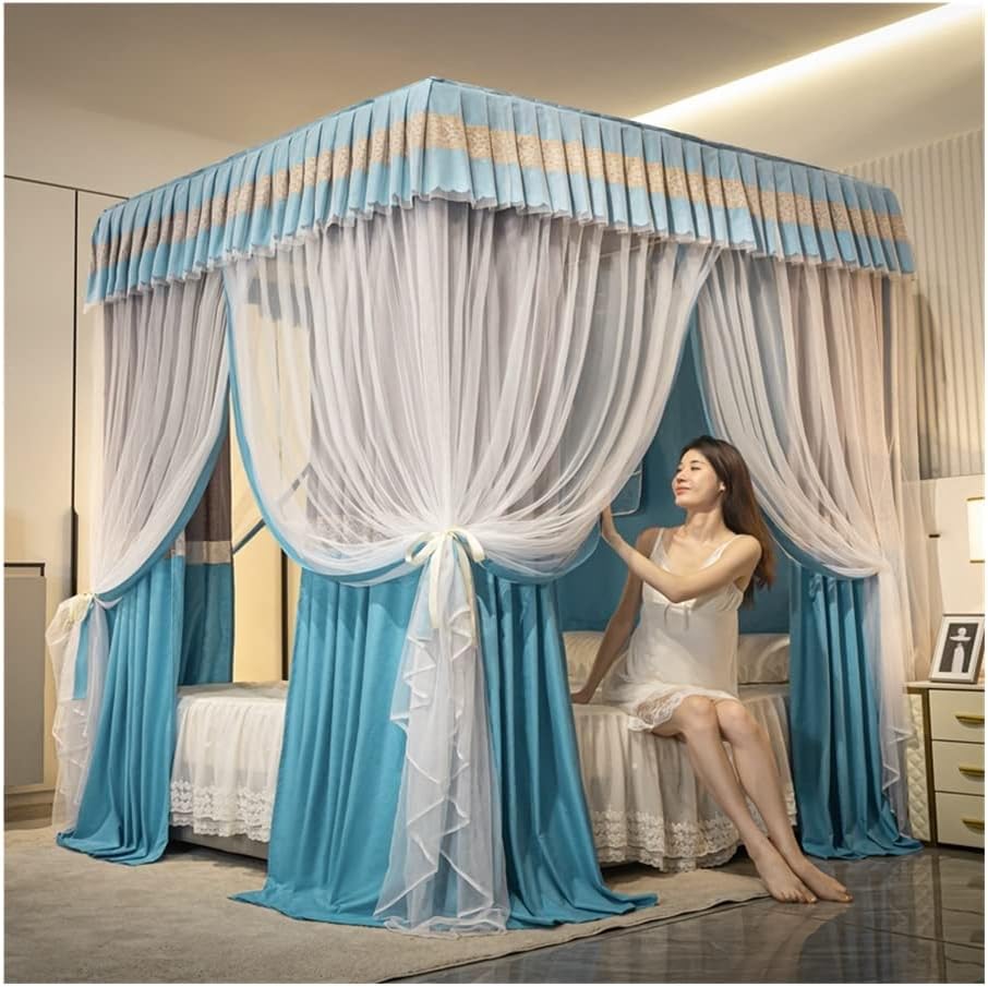Bedspread Bed Canopy Mosquito Net for 1.8m Beds 4 Rod Support Bed Curtain Decorative Mosquito Net for Girls Room Easy to Install,Style 7 1.8x2x2m