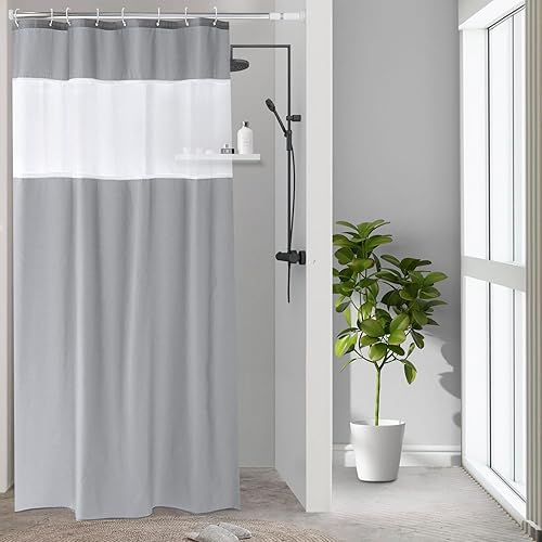 UFRIDAY Stall Shower Curtain Grey and White,48 x 78 Inch