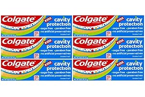 Colgate Kids Cavity Protection Fluoride Toothpaste in Bubble Fruit Flavor, Travel Size (Pack of 6)