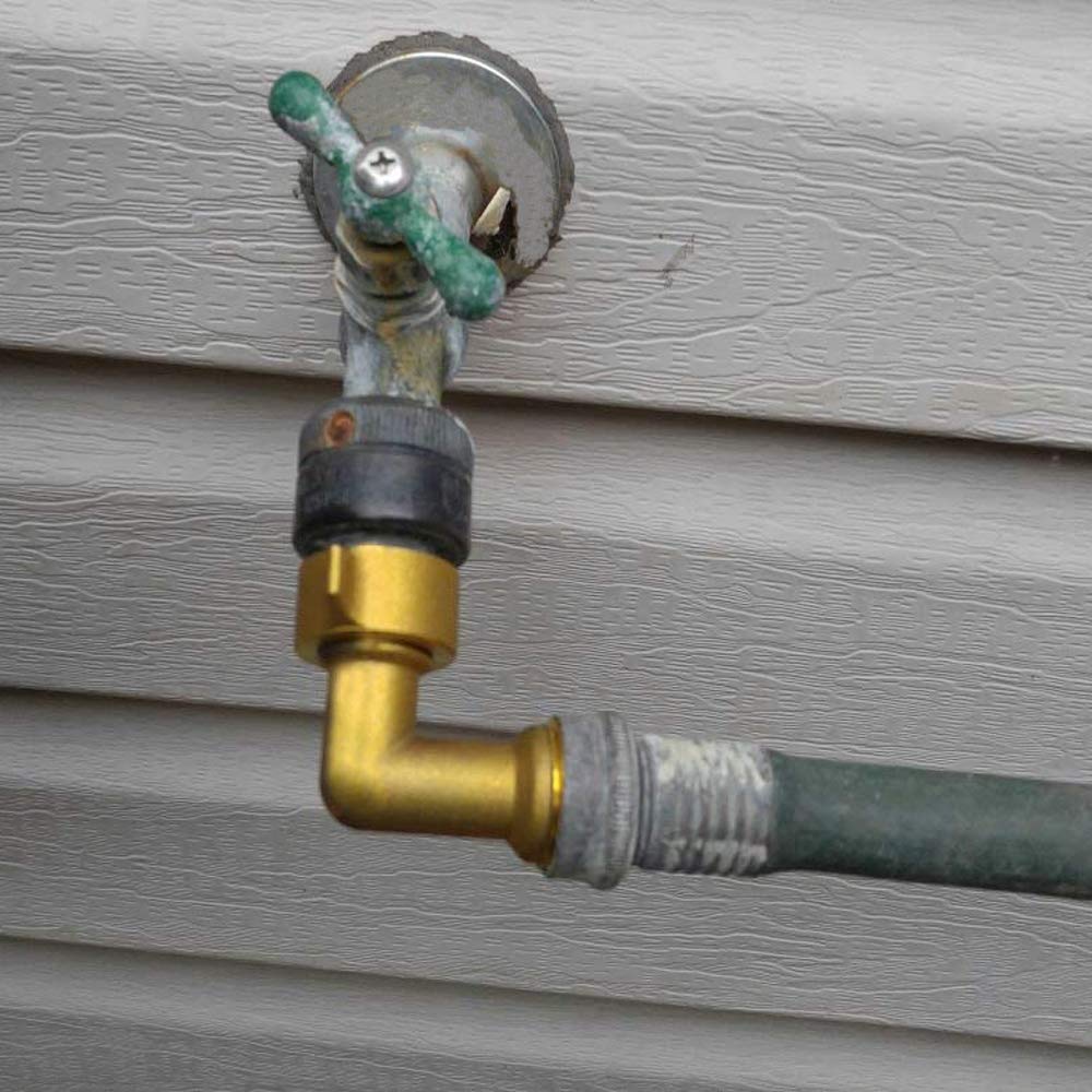 HQMPC Garden Hose Elbow Connector 90 Degree Brass Hose Elbow (2Pcs