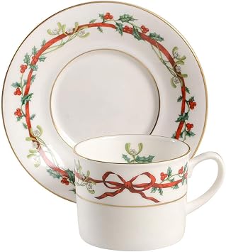 Royal Worcester Holly Ribbons Teacup and Saucer