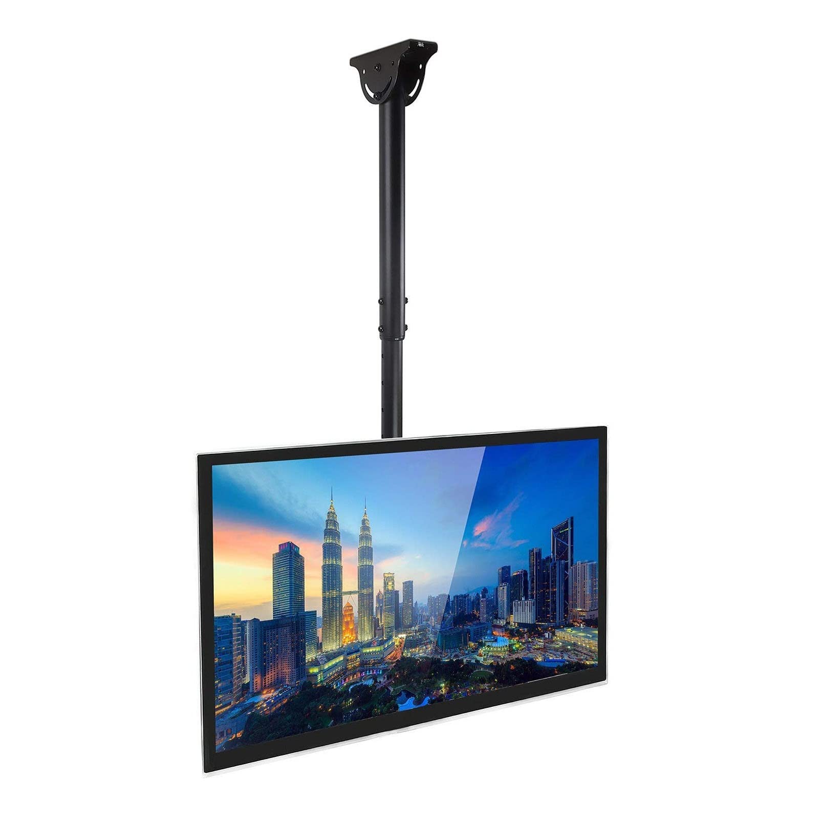 Supporto TV da soffitto con orientabile a 360° e asta regolabile per schermi piatti/curvi da 37 a 80 pollici, compatibile con VESA 600 x 400 mm, ideale per soffitti piatti e inclinati