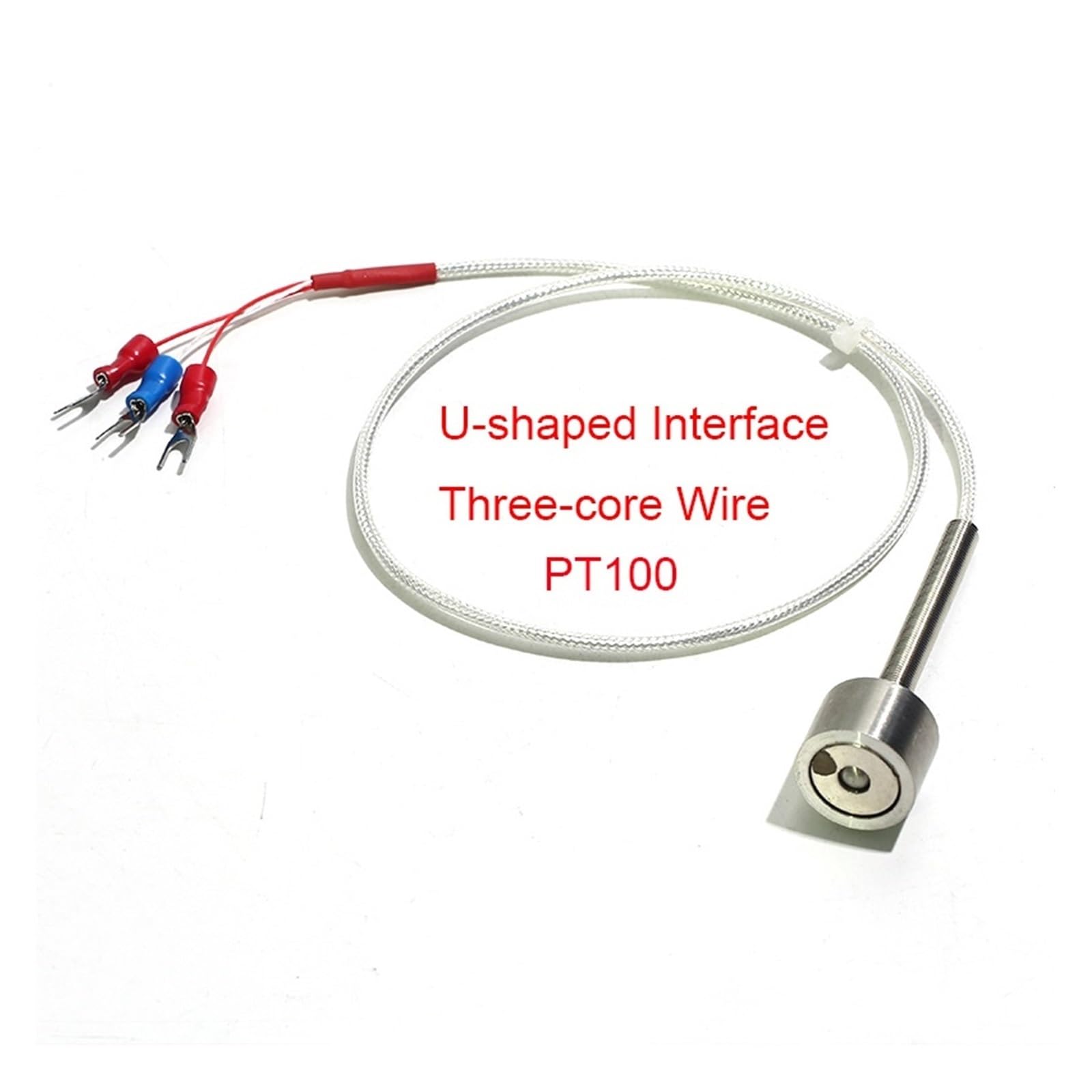 Sensor de temperatura de adsorción magnética fuerte PT100, con cable blindado plateado de tres núcleos, 0~350 ℃, 1M-5M, 1 ud.(Cable Length 5m)