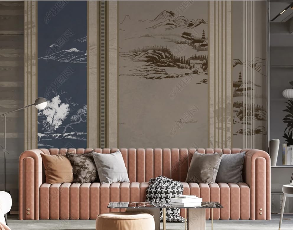 Papier peint intissé grille en bois et cascade de 350x256 cm