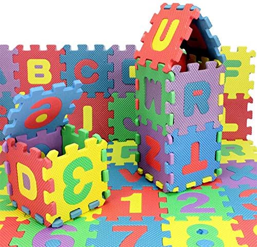 Dreamsbox Kids Foam Puzzle Floor Play Mat,Alphabet and Numbers Foam Puzzle Play Mat 36 Tiles Great for Kids to Learn and Play-Interlocking Puzzle Pieces 6x6 cm (6x6 cm)