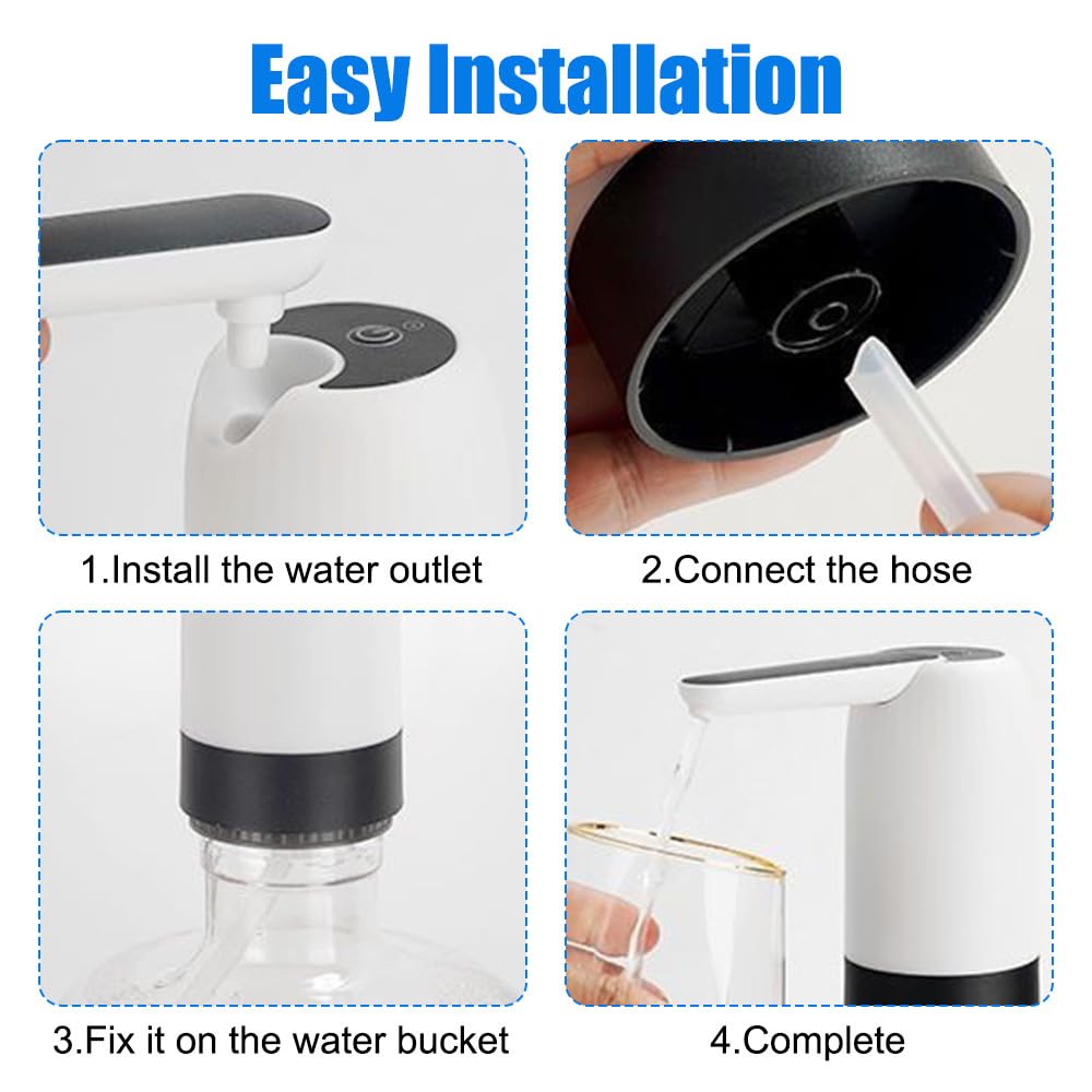 Distributore di acqua Elettrico, Pompa dell'acqua Rimovibile Rubinetto Bottiglie Universale con Tubo in Silicone 50cm per Ufficio, Casa, Cucina, Ufficio