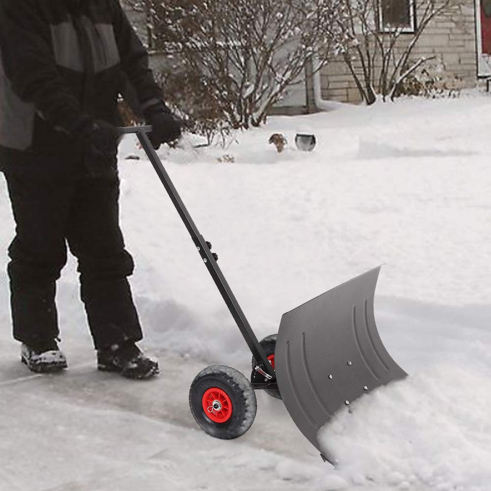 JOCHEN Schneeschaufel mit Rädern, Verstellbarer Schneeschieber, robuste Schneepflugschaufeln
