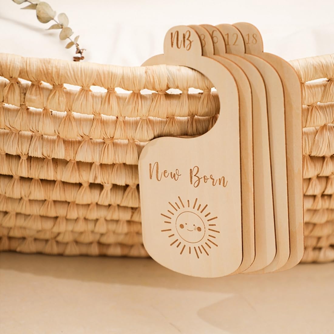 XUKZIMA 7 Pcs Wood Nursery Wardrobe Dividers by Size Age Hanger Divider Closet Clothes Organiser Labels Wardrobe Separators for Newborn Gifts Baby Shower Expecting Mothers Girl Boy Elephant - Image 4