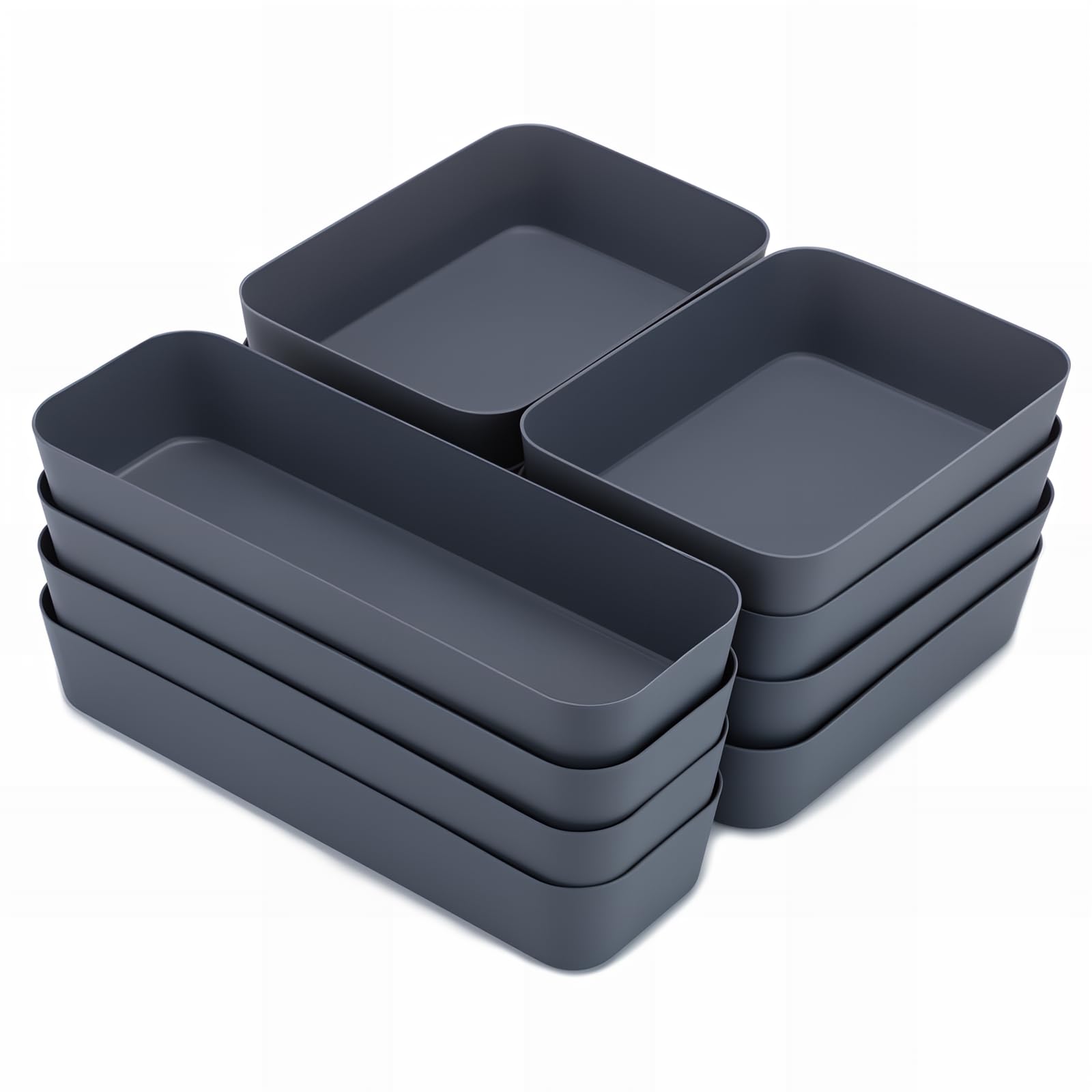 Bugucat Organizer Cassetti 10 Pezzi,Divisori Cassetti Scrivania in 3 Dimensioni,Organizer Contenitori Porta Oggetti Adatto per Guardaroba, Scrivania, Bagno, Cucina