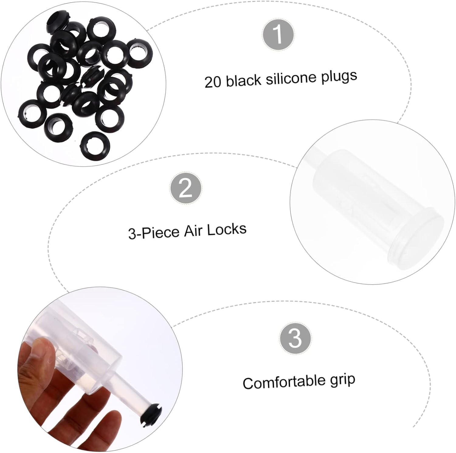1set Three-piece Stopper for Fermentation Kits for Wine Beer Making Includes Stoppers