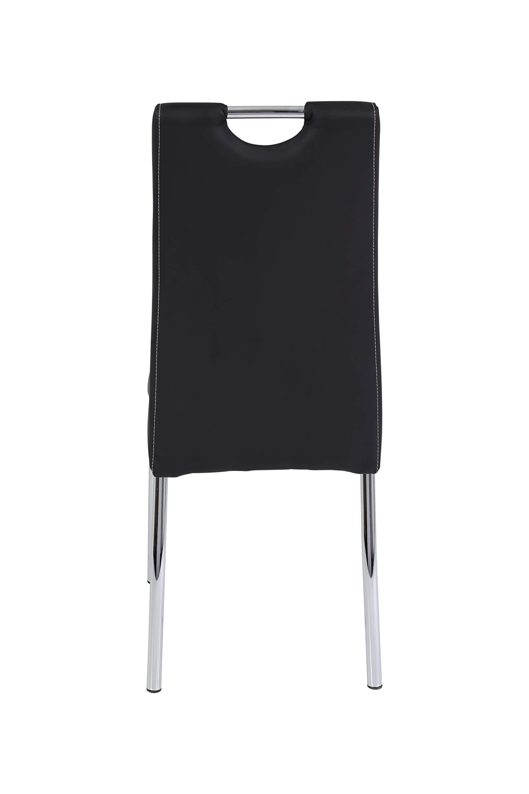 Hela Tische, 4er Set Esszimmerstuhl Susi, Bezug Kunstleder Schwarz, Griffmulde, Metallgestell Chrom, 43 x 61 x 98 cm