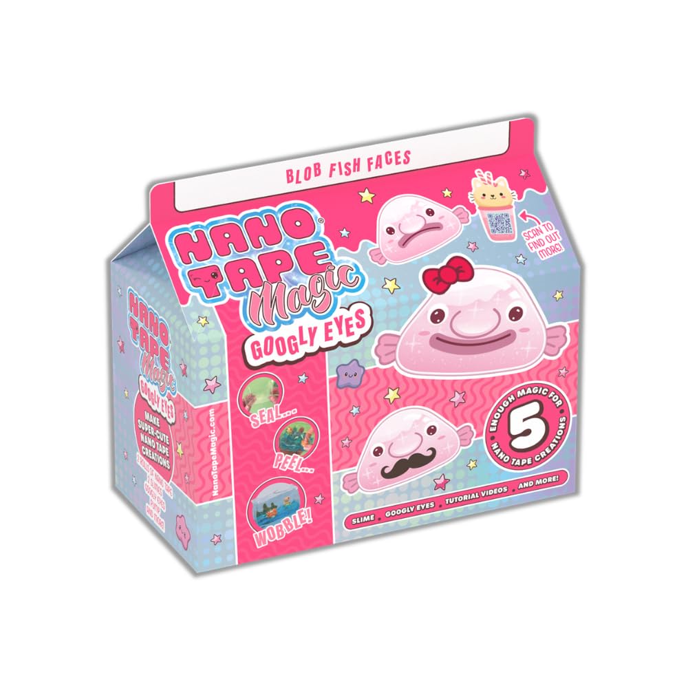 Nano Tape Magic Girls Multi Googly Eyes Blob Fish Faces Kit - Arts And Crafts Toys For Children - Nano Tape Bubbles Set - Birthday Presents For - Kawaii Art Project For Kids - Complete Beginners Set