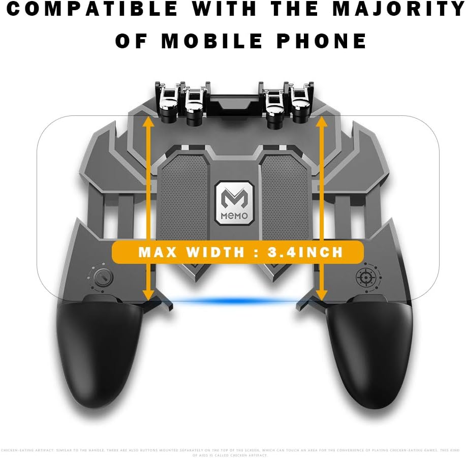 MEO Mobile Game Controller Compatible with PUBG [Six-Finger] - Game Controller with Gaming Trigger, Shoot Sensitive Controller Gamepad Aim & Fire Trigger