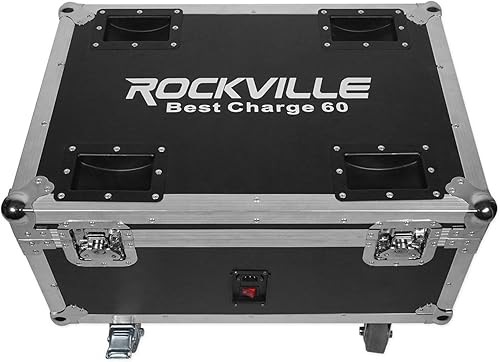 Rockville BEST CHARGE 60 - Funda de carga para (6) BEST PAR 60 luces, madera contrachapada duradera y aluminio, apilable con ruedas, acolchado de