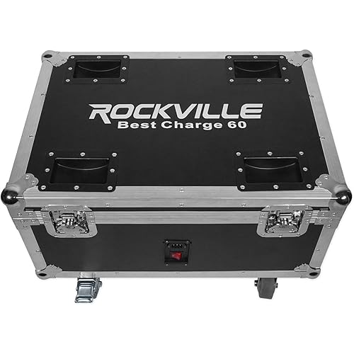 Rockville Best Charge 60 Charging Road Case For (6) Best Par 60 Lights, Durable Plywood And Aluminum, Stackable With Wheels, Foam Padding, For Mobile DJs And Event Lighting