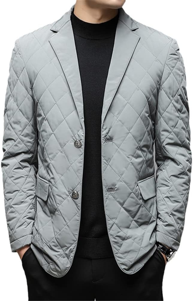 White Duck Down Men's Blazer Solid Color Single Breasted Casual Coats Autumn Down Jackets