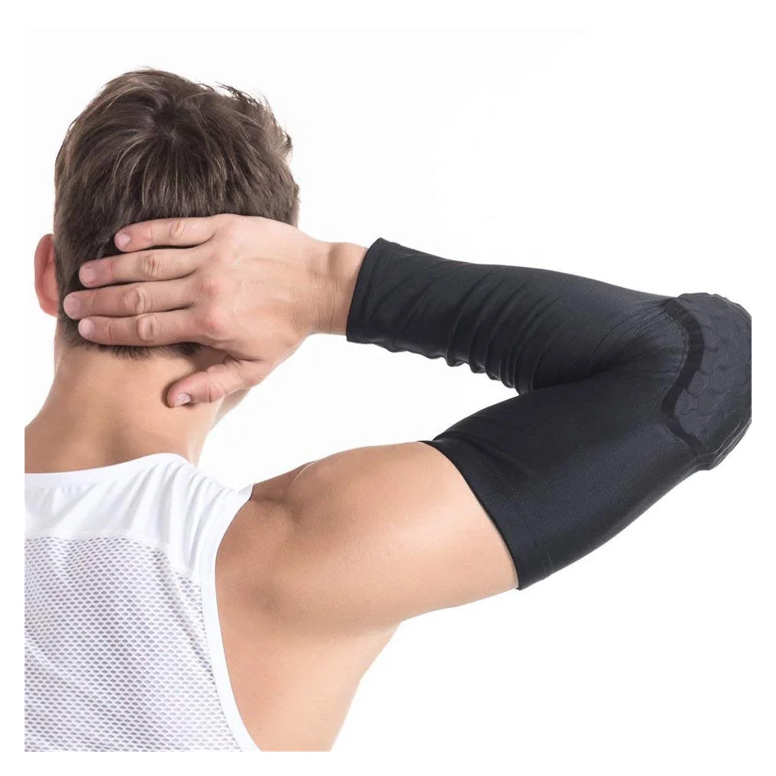 coudiere 2PCS Sports Elbow Support Training Brace Protective Gear Elastic Arm Sleeve Bandage Pads Basketball Volleyball(Black,L)