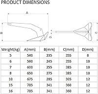 Vista 4 de ISURE MARINE Ancla triangular resistente de acero inoxidable estilo delta/ala para barco, 11 libras, 13 libras, 16 libras, 17.5 libras, 22 libras