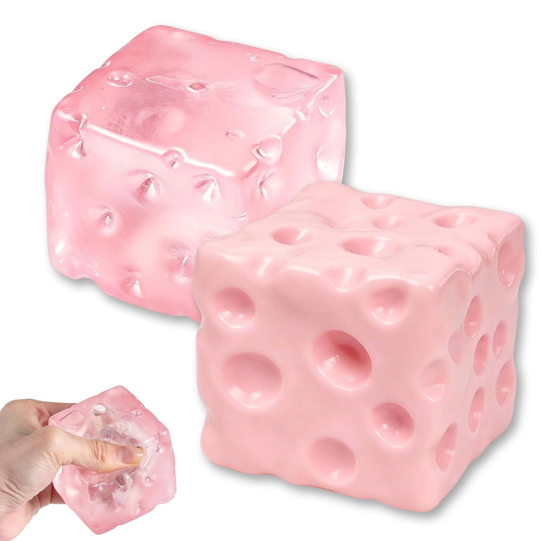 2PCS Pink Cheese Squishy Jumbo, Squishy Cheese Jumbo Squeeze Luck Squishies