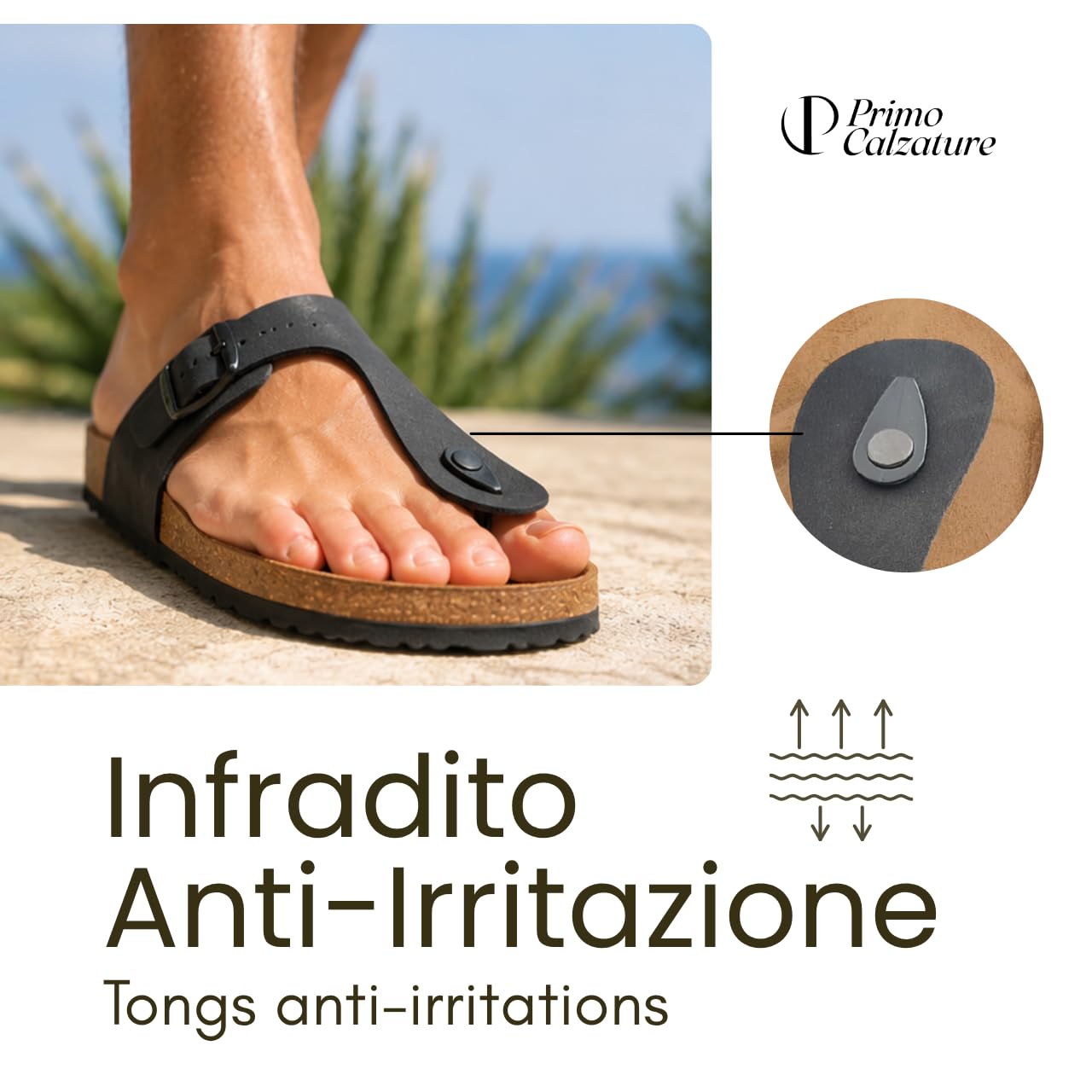 Sandali Uomo Estivi, Infradito in Pelle, Eleganti Ciabatte Estive in Cuoio, Sandalo per Mare, Casa, Spiaggia Made in Italy