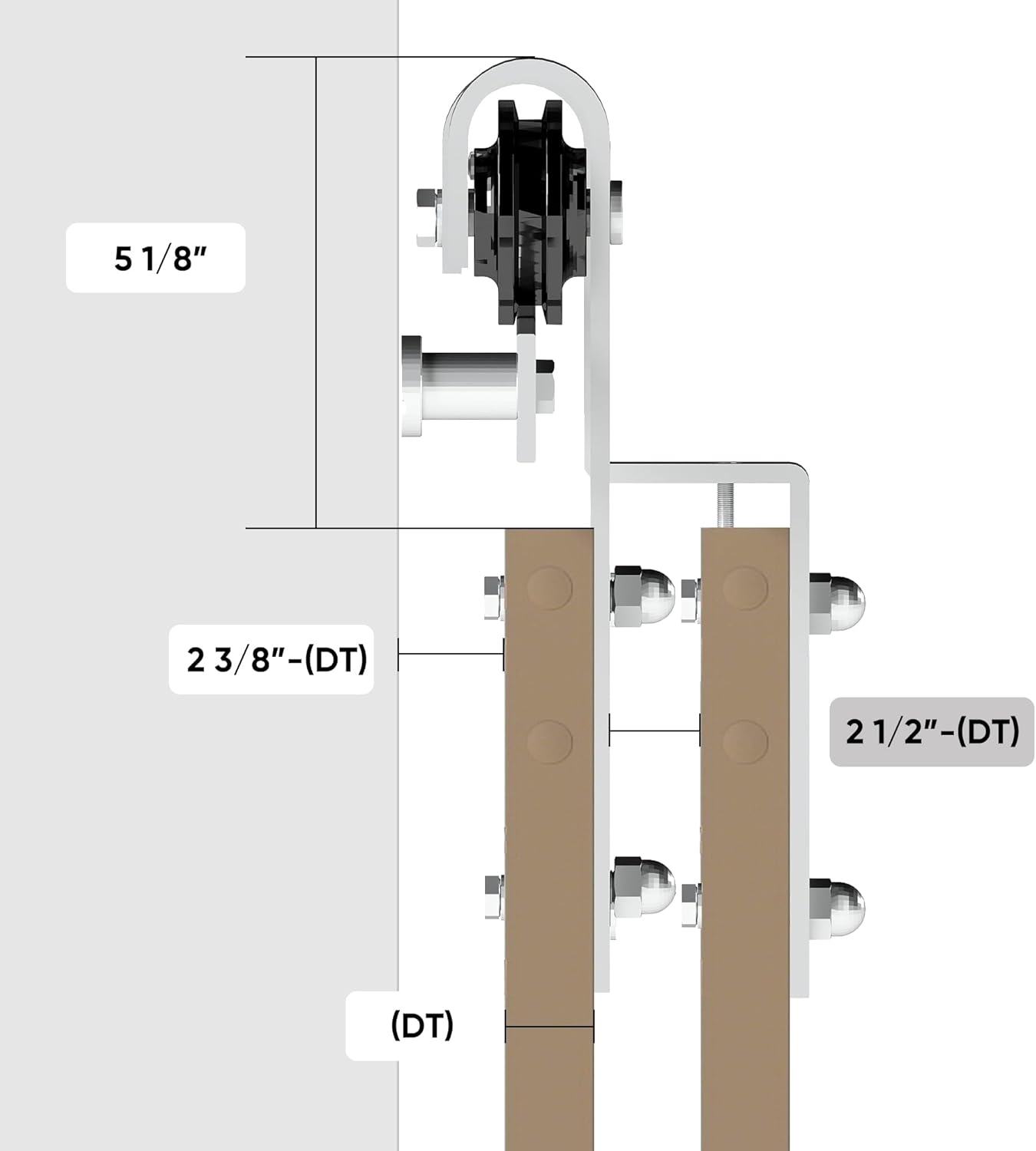 BARNSMITH 5.5FT Brushed Nickel Single Track Bypass Sliding Barn Door Hardware Kit