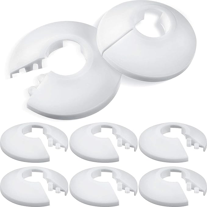 8 Pieces Radiator Pipe White Cover White Plastic Pipe Collars Pipe