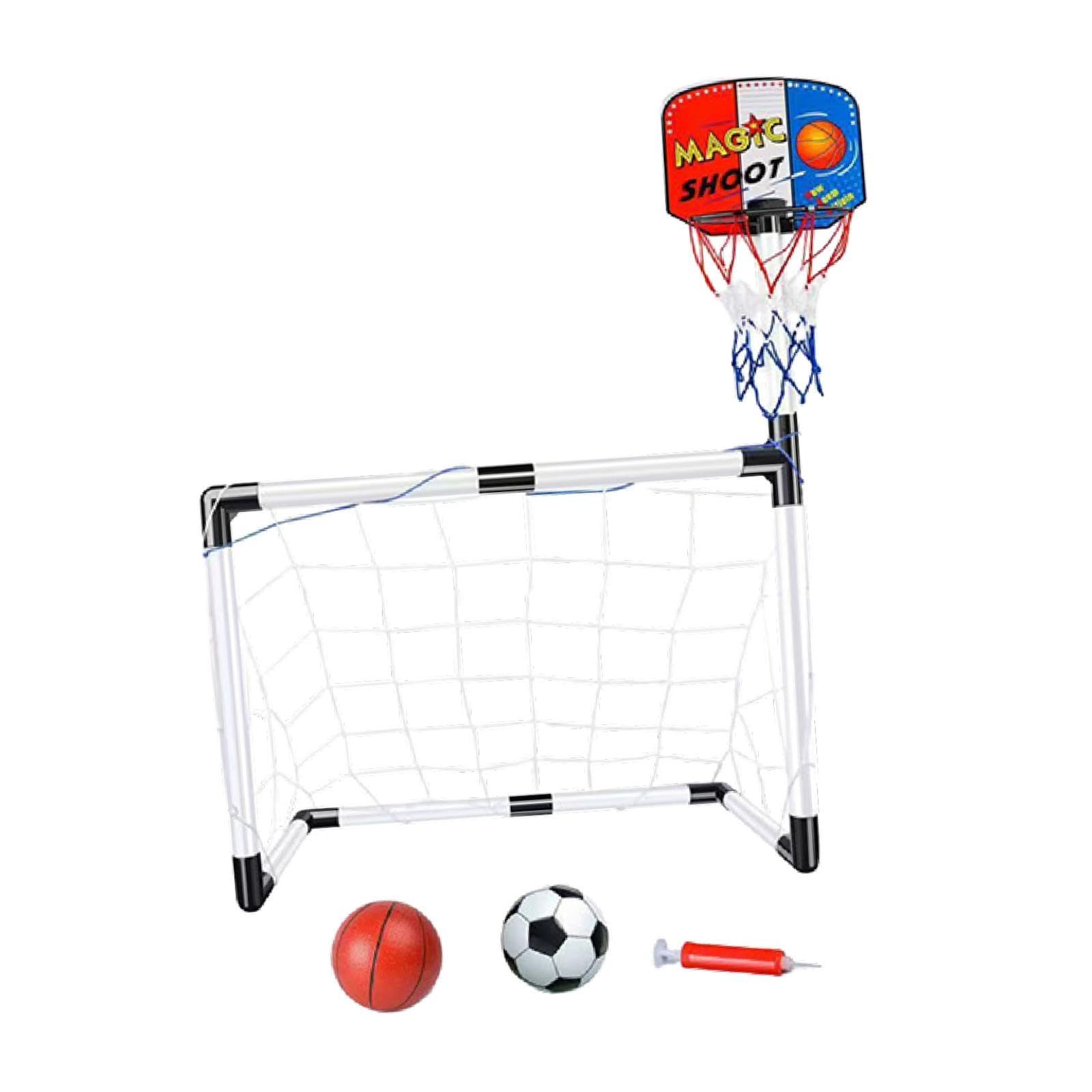 MYADDICTION Kids Soccer Goal with Basketball Hoop with Pump for Games Competition Sports Red Blue 60x32x98cm-image-31