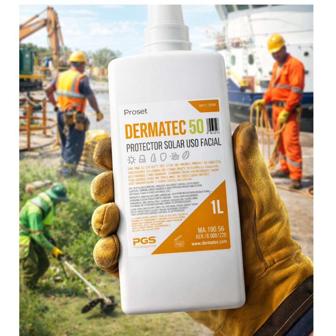 Protector Solar Profesional uso diario | Crema Facial UVA/UVB, UVC (soldadura) | Resistente Agua y Sudor | Sin Perfume con Aloe Vera | Crema Solar trabajadores | Sin colorantes ni siliconas (1L)