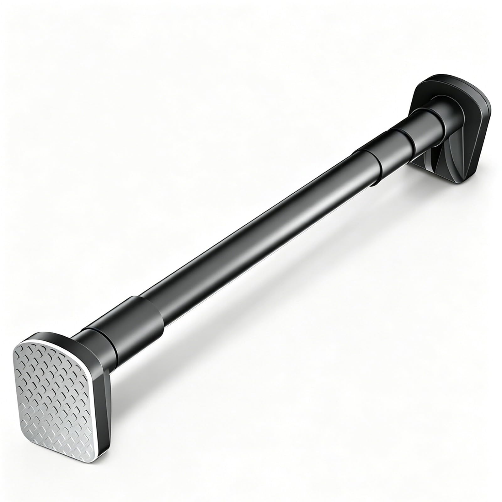 Shower Curtain Rod, 2.5 in Base Nonslip Adjustable Tension Curtain Rod, No Drill Detachable for Bathroom Kitchen Closet(Black,90-160cm/35-63in)