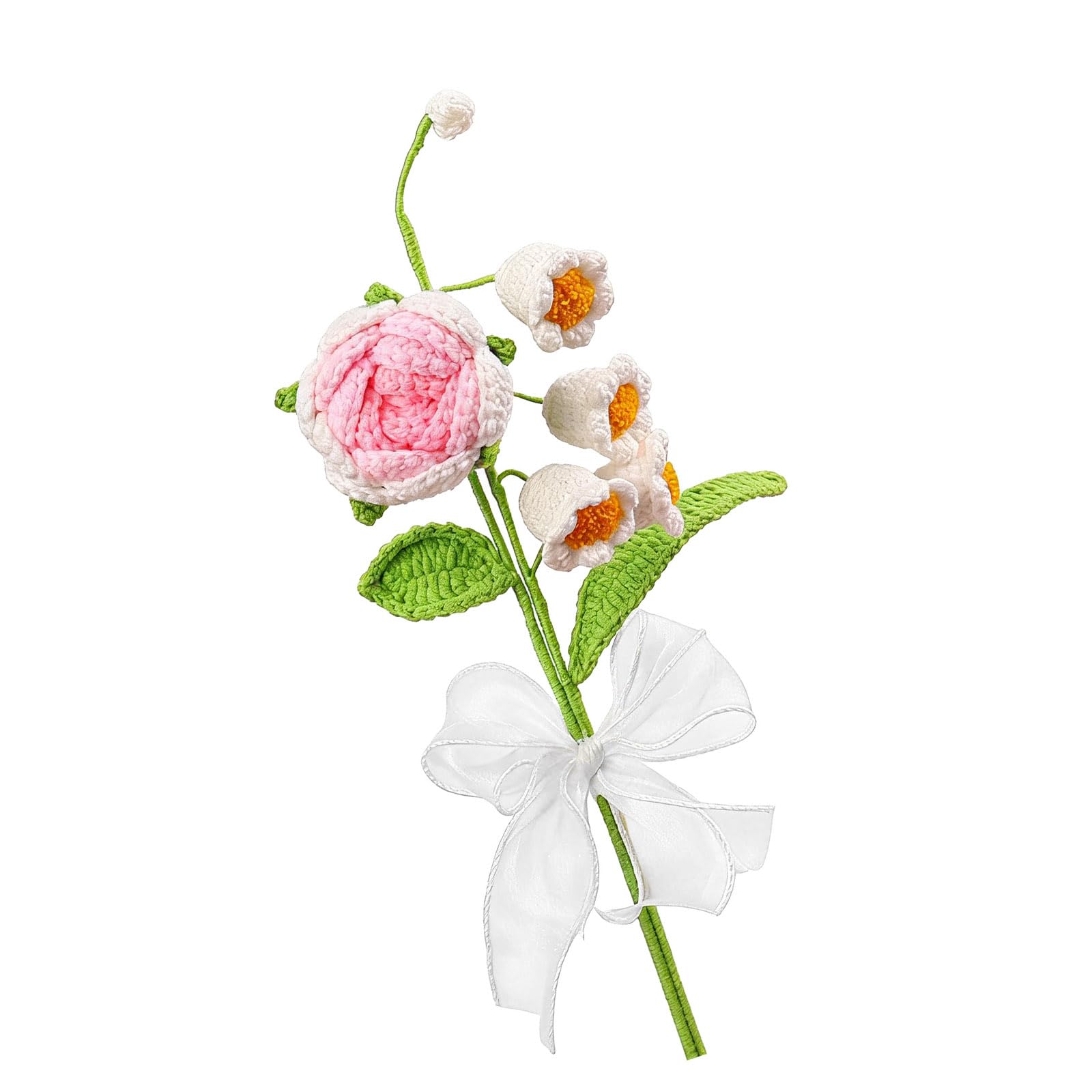 Limtula Delicate Wool Rose and Lilys Bouquet Portable Decoration for Any Occasion Flexible Thread Flower Arrangement