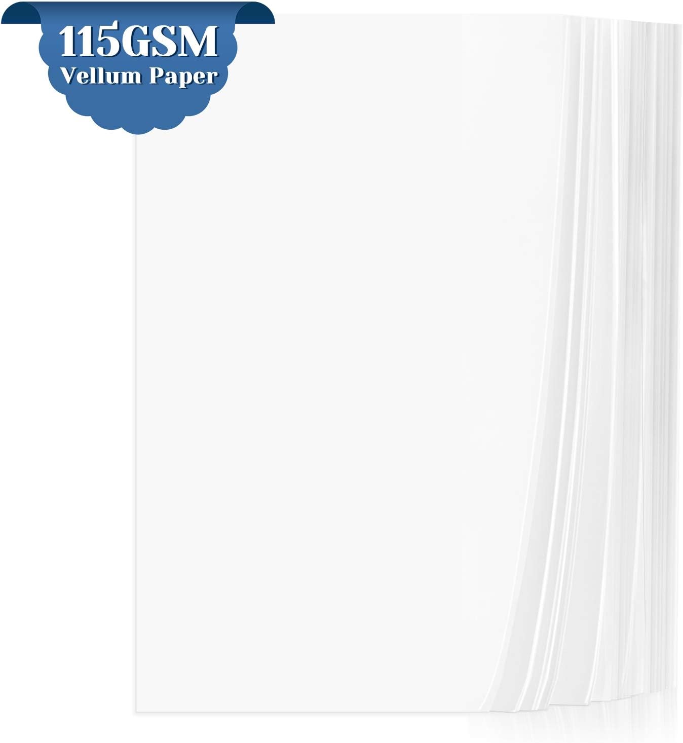 Vellum Paper, Cridoz 115GSM Transparent Vellum 8.5 x 11 Translucent Clear Printable Tracing Paper for Printing Invitation Cards