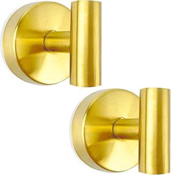 BIRDDIE Suction Cup Hooks 2 Pack Heavy Duty No Drill Wall Brushed Golden