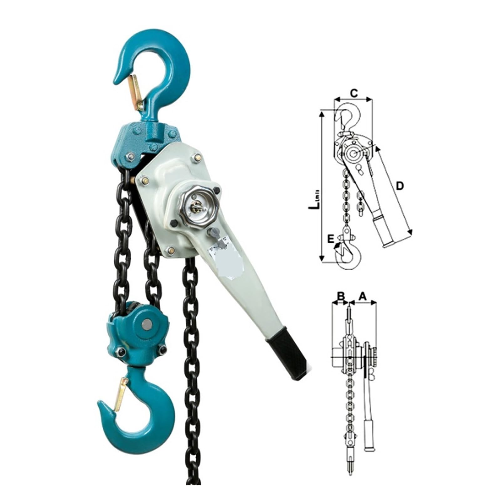 Ratschen-Kettenzug-Hebezeug, manueller Hebel-Kettenzug, 360°-Drehhaken, for Garagenfabrik-Dock-Werkstätten hebelzug(1.5T/3M)