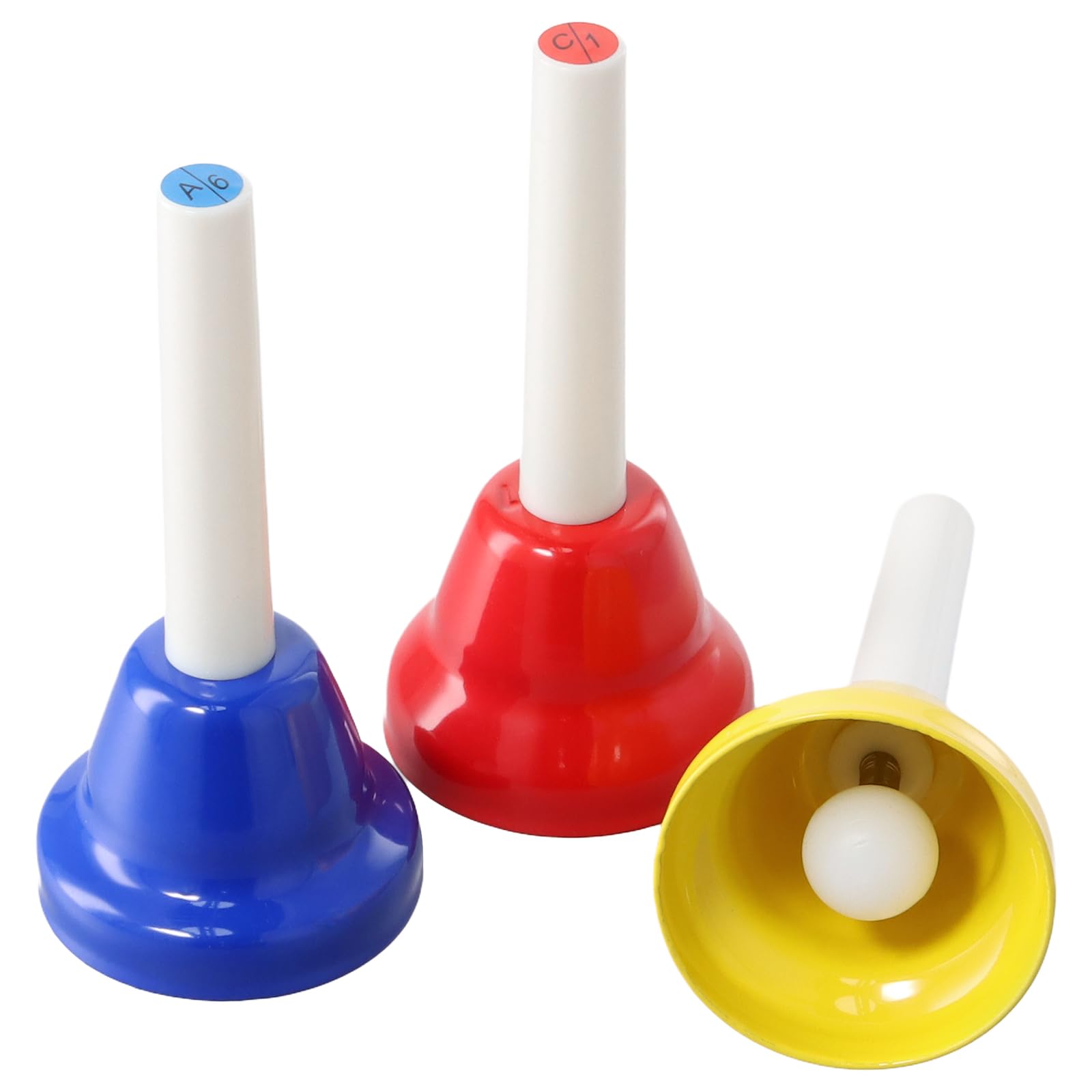 Lot de 8 cloches à main, 8 notes colorées, cloches diatoniques en métal - Cloches musicales colorées - Pour festival, cours de musique