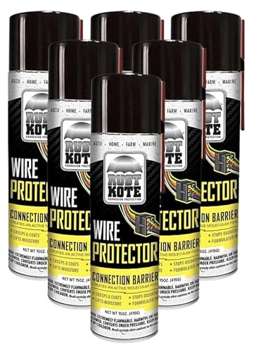 Rust Kote Corrosion Protection 6 Pack - RustKote Wire Protector - Aerosol Can 15oz - Stops Oxidation - Lifts and Repels Moisture - Car/Trailers/RV/Bus/Farm Equipment