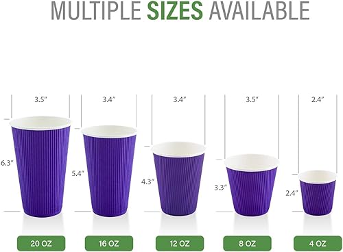 Miniatura 4 de Vasos de café de papel aislado de pared corrugada, Púrpura