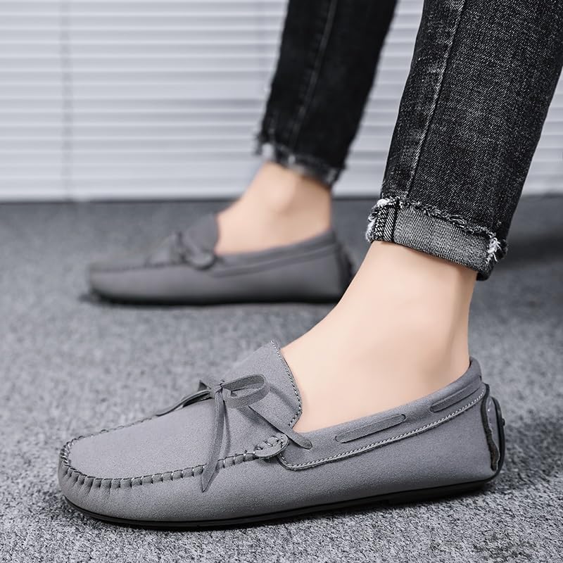 Mens Loafers Round Toe Suede Vamp Boat Shoes Driving Loafers Flat Heel Flexible Slip Resistant Fashion Slip-ons2